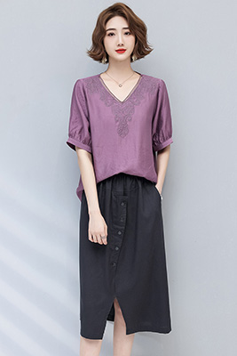 6703紫色+灰裙
